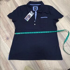 Nautica Black Polo with Blue Stripes